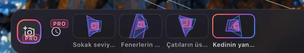 Sketcha Space'in dört kayıtlı görünüm içeren yer imi çubuğu.